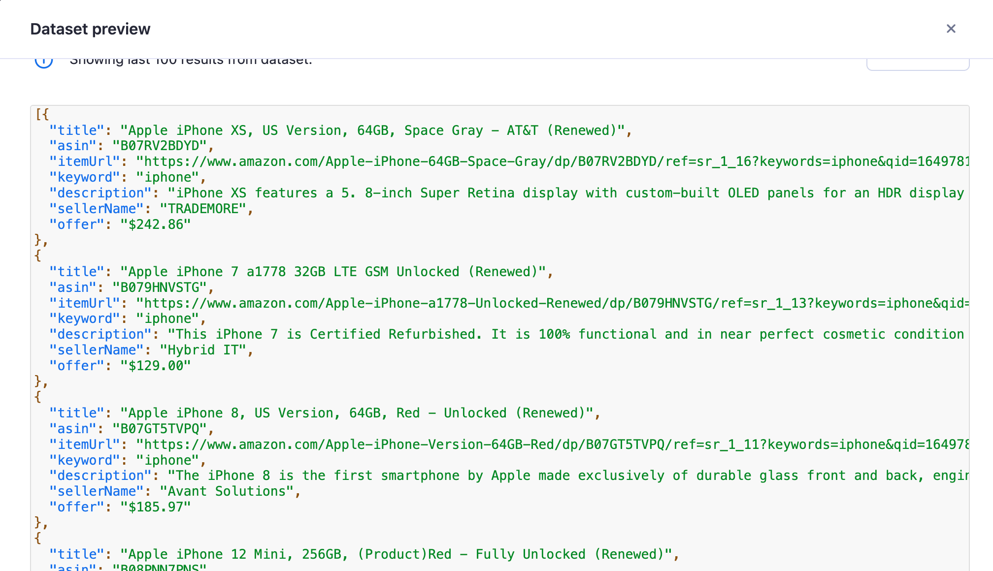 Dataset preview