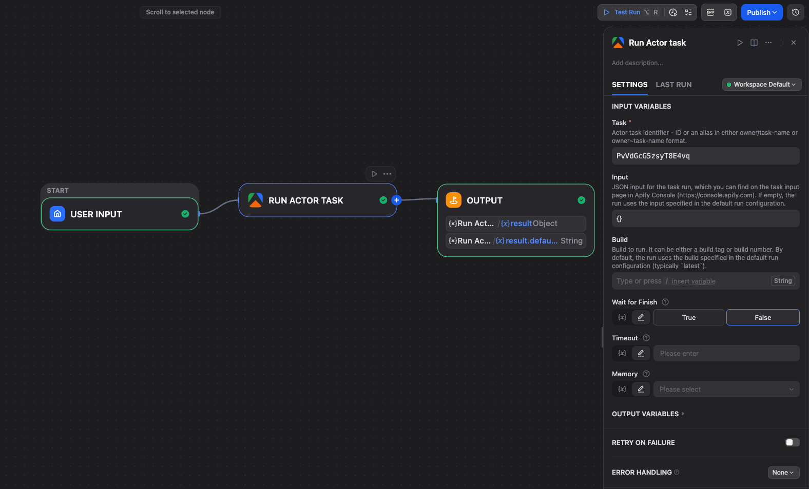 Run Actor Task Node