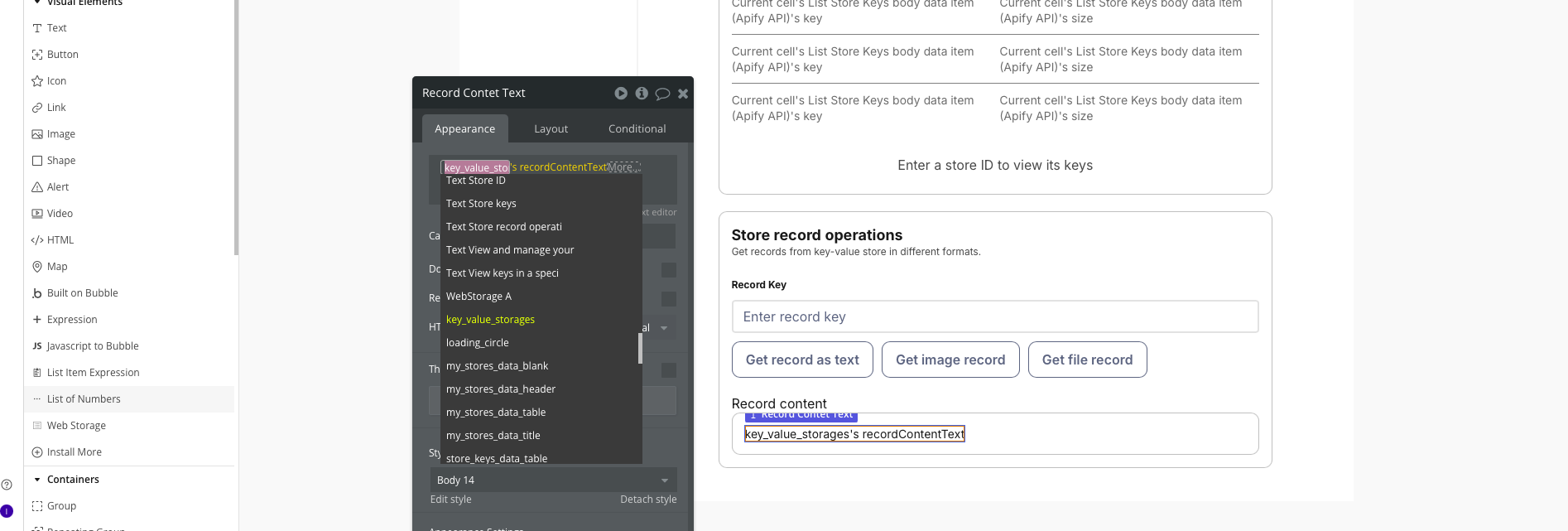 Display text data
